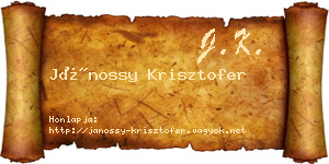 Jánossy Krisztofer névjegykártya