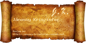 Jánossy Krisztofer névjegykártya